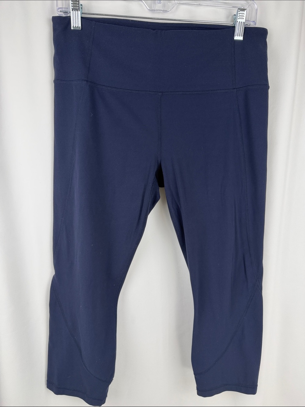 Athleta Salutation Capri Leggings Navy Powervita High Rise L